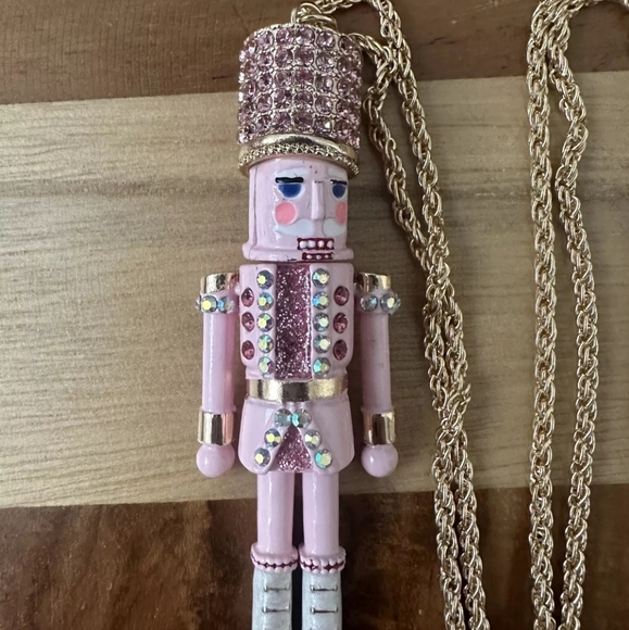 Betsey Johnson Pink Nutcracker Necklace. - Picture 3 of 5